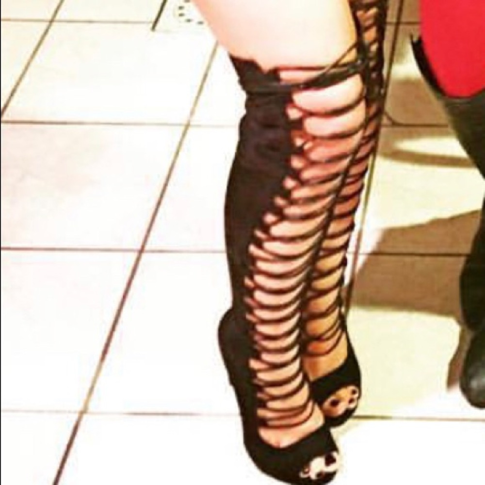 Lace up black boots